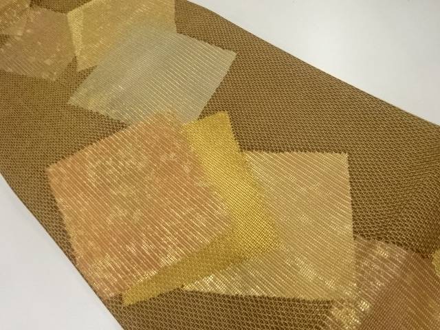 金糸変わり織色紙模様織出し袋帯【中古】【着】【袋帯】