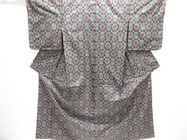 未使用品　抽象模様織出し本場村山大島紬着物アンサンブル【着】【紬・お召し】