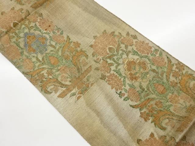 じゅらく製　抽象花葉模様織出し袋帯【中古】【着】【袋帯】