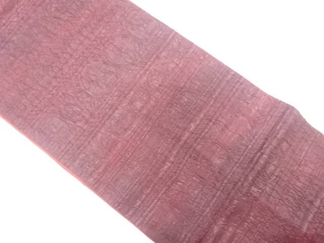 ふくれ織　抽象動物模様織り出し　全通袋帯【中古】【着】【袋帯】