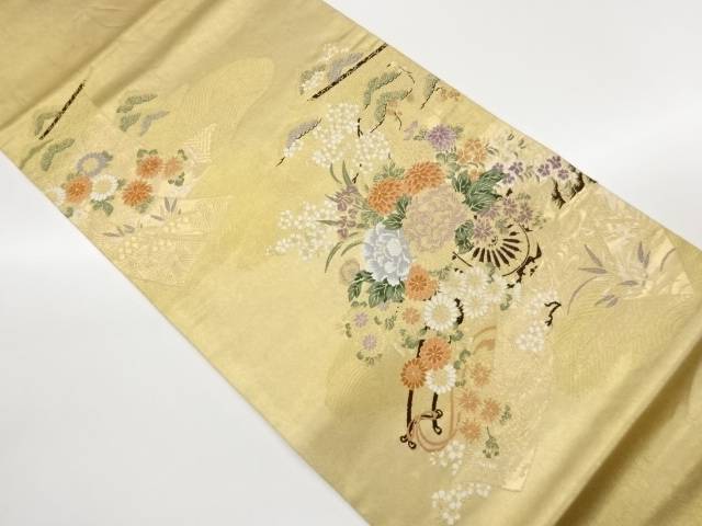 引箔花車模様織出し袋帯【中古】【着】【袋帯】