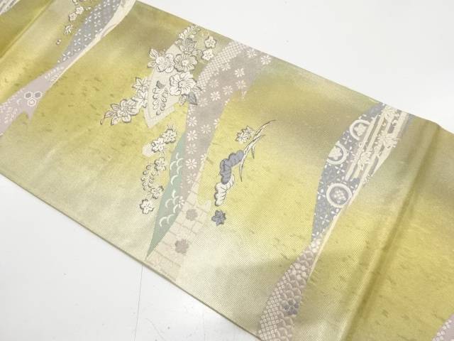 引箔 辻ヶ花模様織り出し 袋帯【中古】【着】【袋帯】