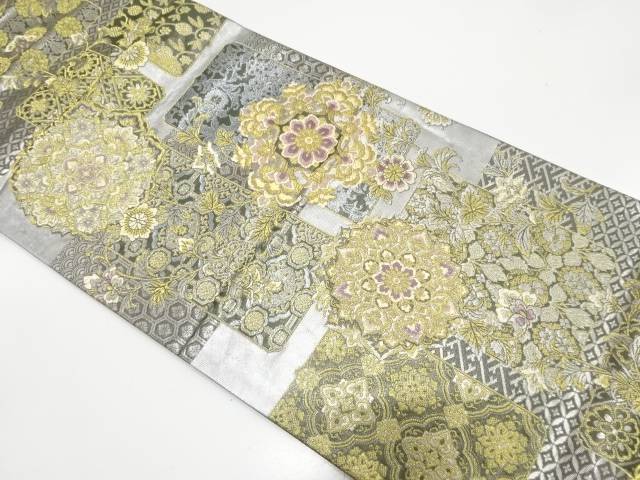 華紋に花更紗模様織り出し　袋帯【中古】【着】【袋帯】