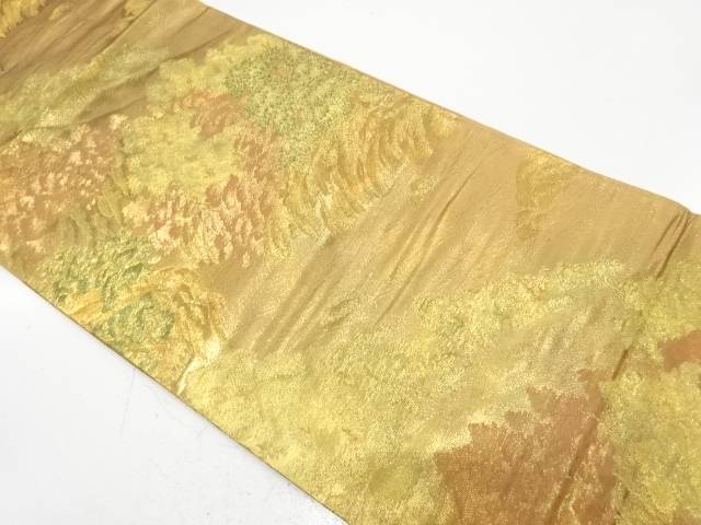 山並に川下り模様織り出し　袋帯【中古】【着】【袋帯】