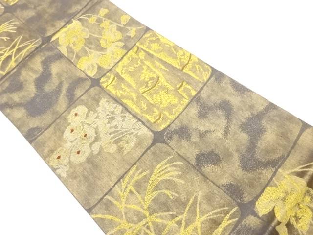 色紙に草花模様織出し袋帯【中古】【着】【袋帯】 15,622円