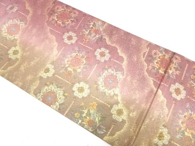 纐纈　霞に華紋織り出し　袋帯【中古】【着】【袋帯】