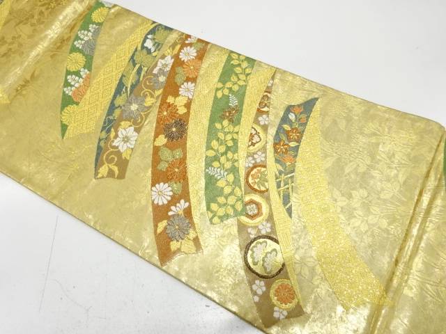 引箔　熨斗に花・古典柄織り出し　袋帯【中古】【着】【袋帯】｜Kimono-Shinei　２号店