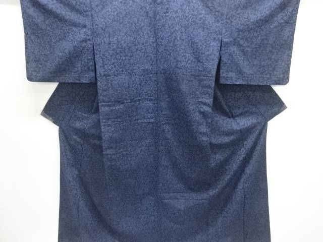 華紋更紗模様織り出し手織り紬単衣着物【中古】【着】【紬・お召し】