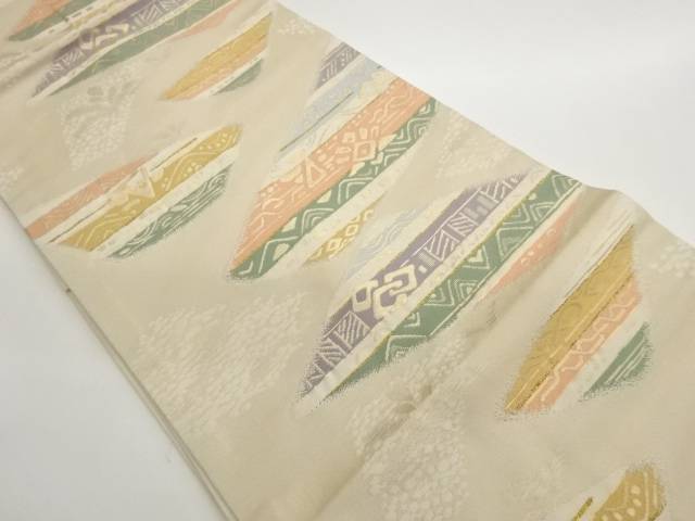 幾何学模様織出し名古屋帯【中古】【着】【名古屋帯】