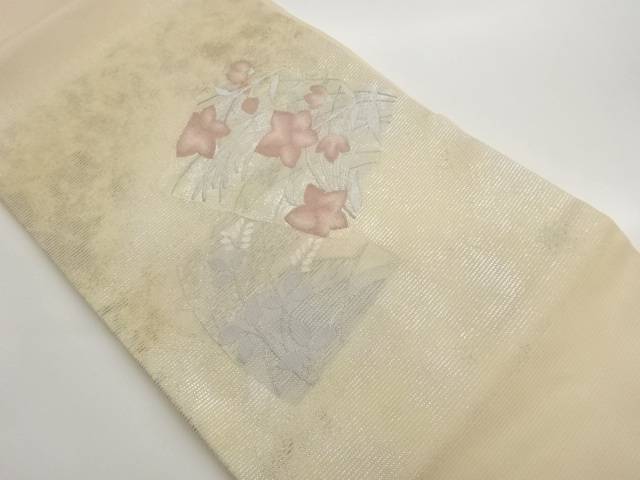 絽綴れ色紙に花葉模様織出し名古屋帯【中古】【着】【名古屋帯】｜Kimono-Shinei　２号店