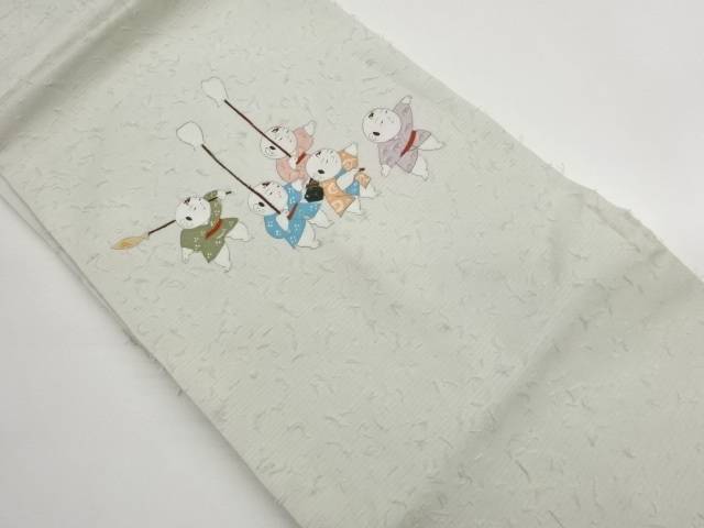 ひげ紬手描き童子模様名古屋帯【中古】【着】【名古屋帯】｜Kimono-Shinei　２号店 9,450円