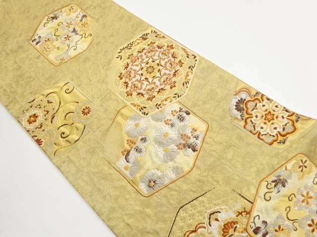 加納幸謹製 ふくれ織亀甲に華文・花唐草・菊模様織出し袋帯【中古】【着】【袋帯】|Kimono-Shinei 2号店