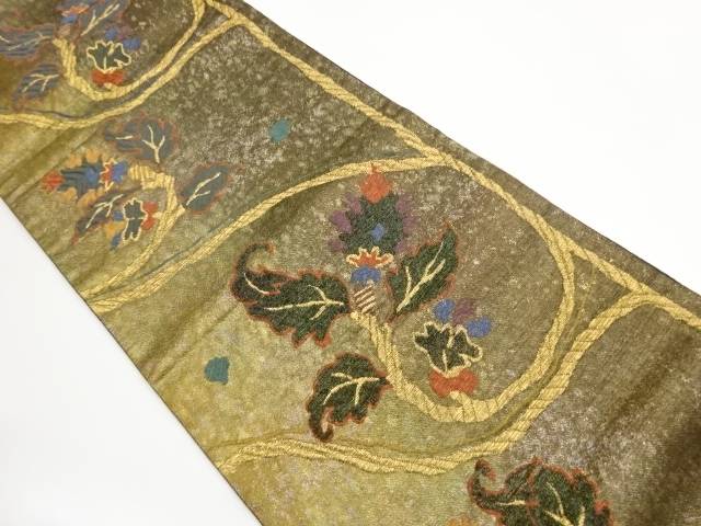 ふくれ織抽象唐草模様織出し袋帯【中古】【着】【袋帯】