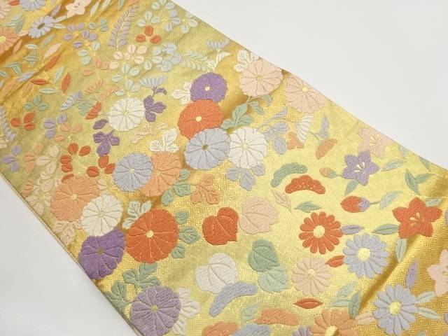 佐賀錦唐織秋草模様織出し袋帯【中古】【着】【袋帯】