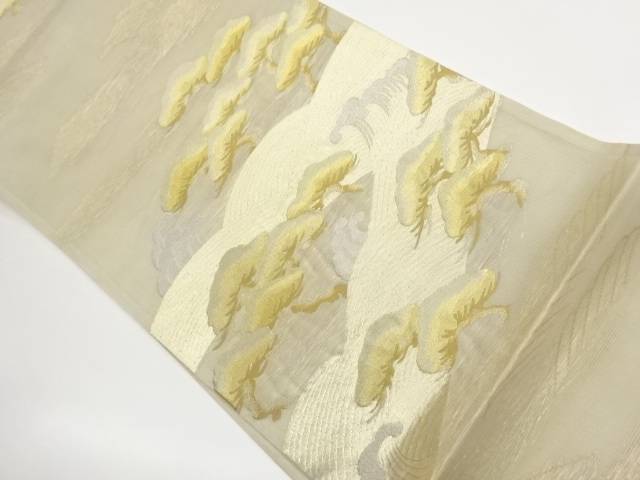 紗 荒波に波模様織出し袋帯【中古】【着】【袋帯】