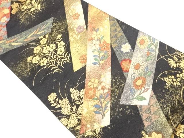 引箔鬘帯草花模様織出し袋帯【中古】【着】【袋帯】｜Kimono-Shinei　２号店