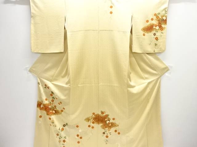雲に菊模様刺繍一つ紋訪問着【中古】【着】【訪問着・付下げ】