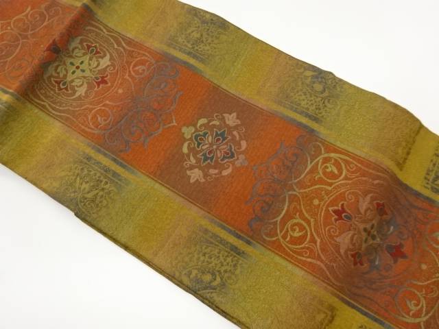 縞に色紙・華文模様織出し名古屋帯【中古】【着】【名古屋帯】｜Kimono-Shinei　２号店
