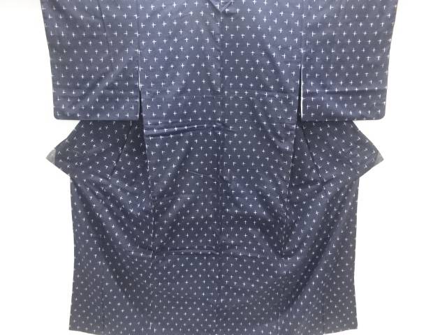 十字絣織り出し手織り紬着物【中古】【着】【紬・お召し】