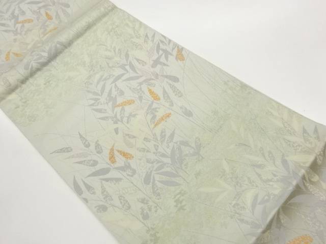 草葉模様織出し名古屋帯【中古】【着】【名古屋帯】