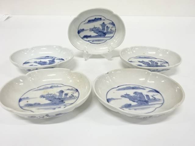 古伊万里　染付　変形皿　5客【中古】【道】