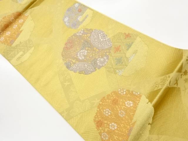 雪輪に花唐草・古典柄模様織出し袋帯【中古】【着】【袋帯】｜Kimono-Shinei　２号店