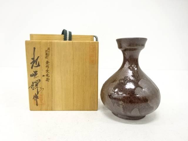 韓国人間文化財　池順鐸造　徳利花生【中古】【道】
