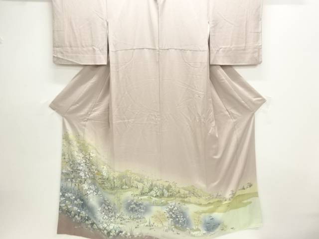 作家物　手描き友禅風景模様一ツ紋色留袖【中古】【着】【留袖】