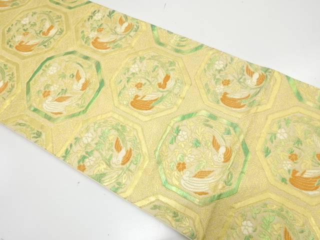 花鳥模様織り出し　袋帯【中古】【着】【袋帯】