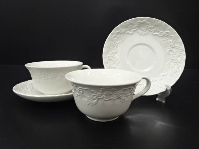 Ralph Lauren×WEDGWOOD　Claire　ラルフローレン　ウェッジウッド　ティーカップ＆ソーサー　ペア　洋食器【中古】【道】