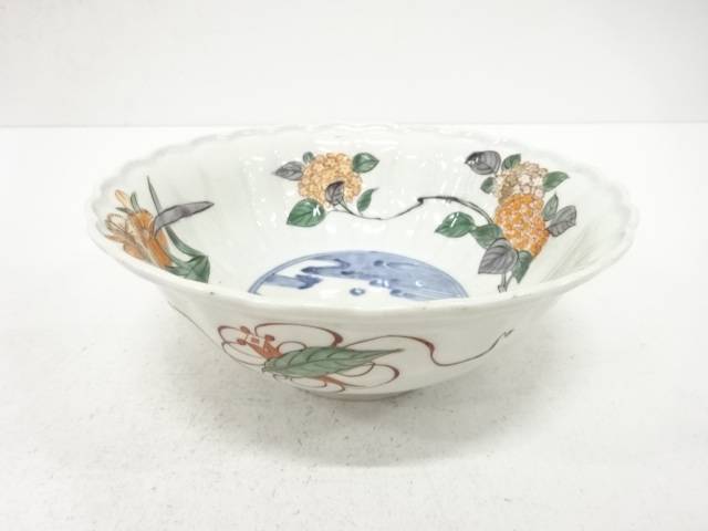 染付色絵　花　菊萩(保護箱付)【中古】【道】