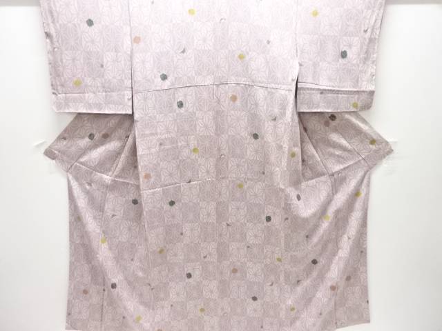 未使用品　仕立て上がり　麻の葉に折り紙模様小紋着物【着】【小紋】