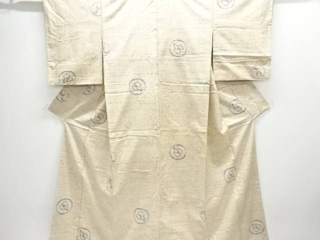 米沢ぜんまい紬　丸に抽象模様織出し着物【中古】【着】【紬・お召し】 27,040円