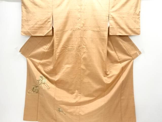 蓑虫　御所車模様手織り節紬付け下げ着物【中古】【着】【紬・お召し】