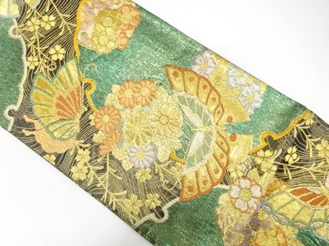 雪輪に蝶・花模様織り出し　振袖用袋帯【中古】【着】【振袖】｜Kimono-Shinei　２号店