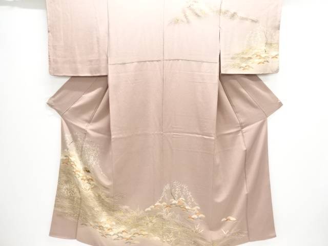 荒波に松・小舟模様刺繍訪問着【中古】【着】【訪問着・付下げ】｜Kimono-Shinei　２号店