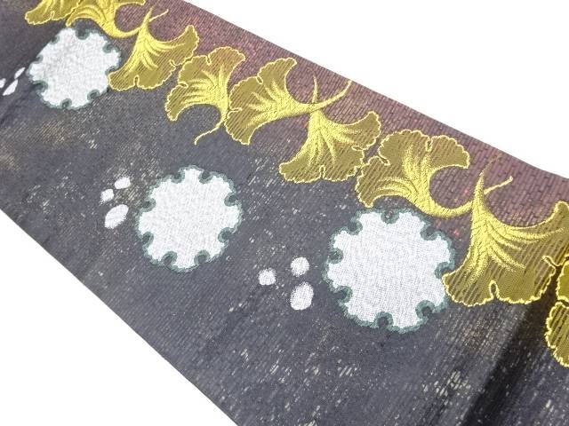 紙布引箔雪輪に銀杏模様織出し袋帯【中古】【着】【袋帯】｜Kimono-Shinei　２号店