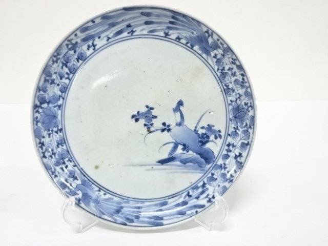 藍九谷　古伊万里　染付　七寸皿【中古】【道】｜Kimono-Shinei　２号店