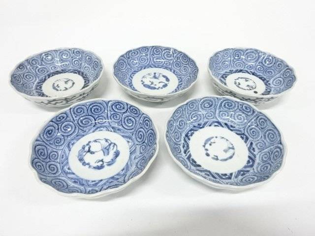 古伊万里 染付 蛸唐草 なます皿 5客【中古】【道】|Kimono-Shinei 2号店