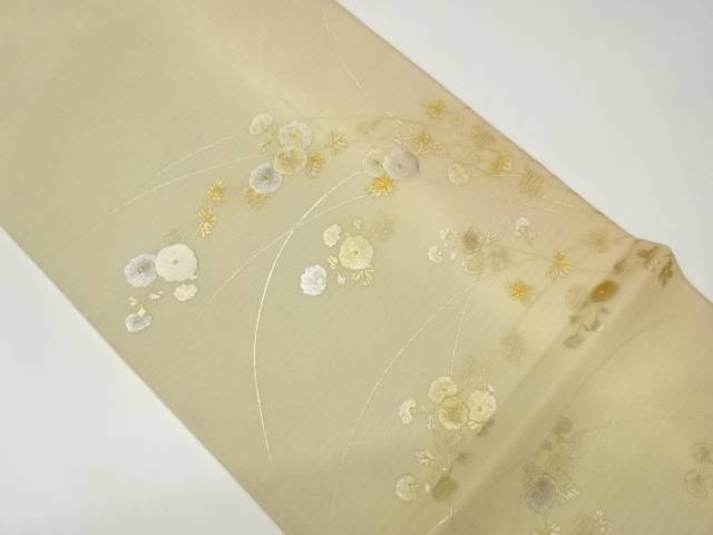紗 金彩花葉模様刺繍暈し袋帯【中古】【着】【袋帯】｜Kimono-Shinei　２号店 14,980円