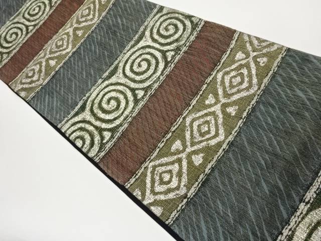 横段に渦巻き・菱模様織出し袋帯【中古】【着】【袋帯】|Kimono-Shinei 2号店
