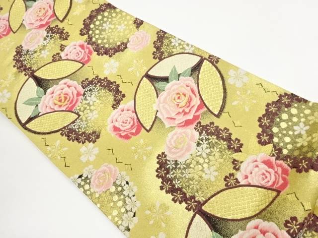 変わり七宝に花々模様織出し袋帯【中古】【着】【袋帯】|Kimono-Shinei 2号店