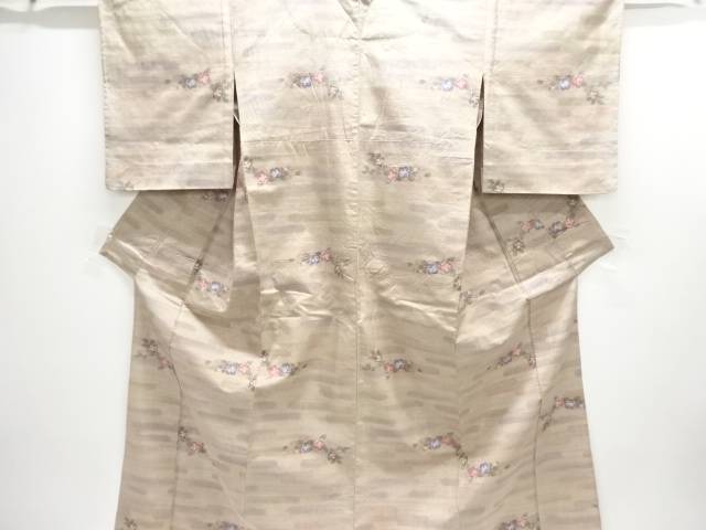 花模様織り出し手織り紬単衣着物【中古】【着】【紬・お召し】|Kimono-Shinei 2号店