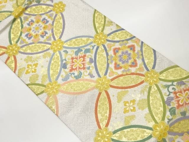 七宝に華文・草花模様織出し袋帯【中古】【着】【袋帯】|Kimono-Shinei 2号店