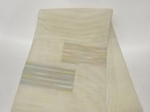 絽色紙に横縞模様織出し名古屋帯【中古】【着】【名古屋帯】｜Kimono-Shinei　２号店