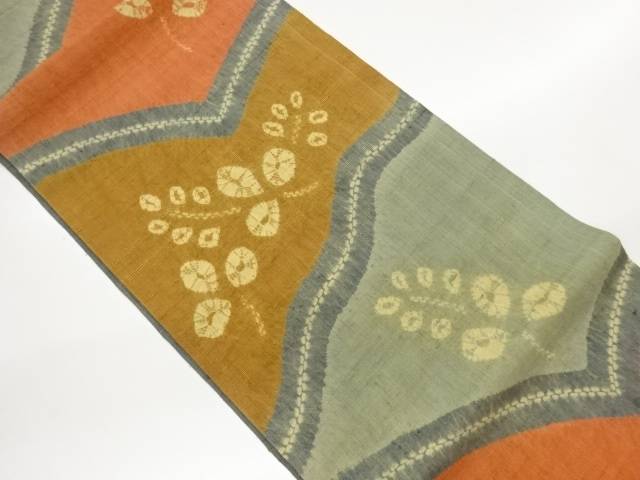 手織り紬絞り曲線に葉模様名古屋帯【中古】【着】【名古屋帯】｜Kimono-Shinei　２号店