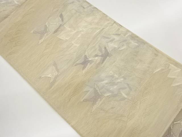 姫野織物製　紗 水鳥・草葉模様織出し袋帯【中古】【着】【袋帯】｜Kimono-Shinei　２号店
