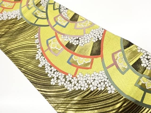 変わり片輪車に桜・曲線模様織出し袋帯【中古】【着】【袋帯】｜Kimono-Shinei　２号店 13,032円