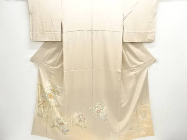 八橋に草花模様刺繍一つ紋色留袖【中古】【着】【留袖】｜Kimono-Shinei　２号店