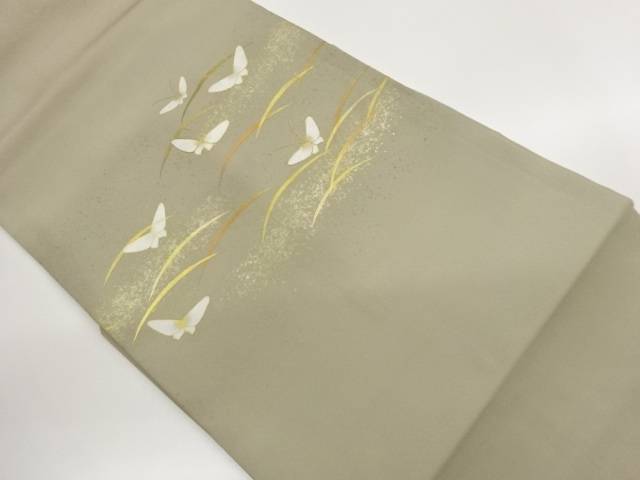 金彩芝に蝶模様刺繍名古屋帯【中古】【着】【名古屋帯】｜Kimono-Shinei　２号店